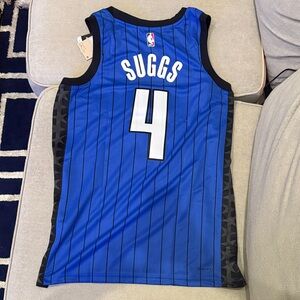 NBA Blue and Black Suggs #4 Pinstripe Jersey Jordan Brand Statement edition